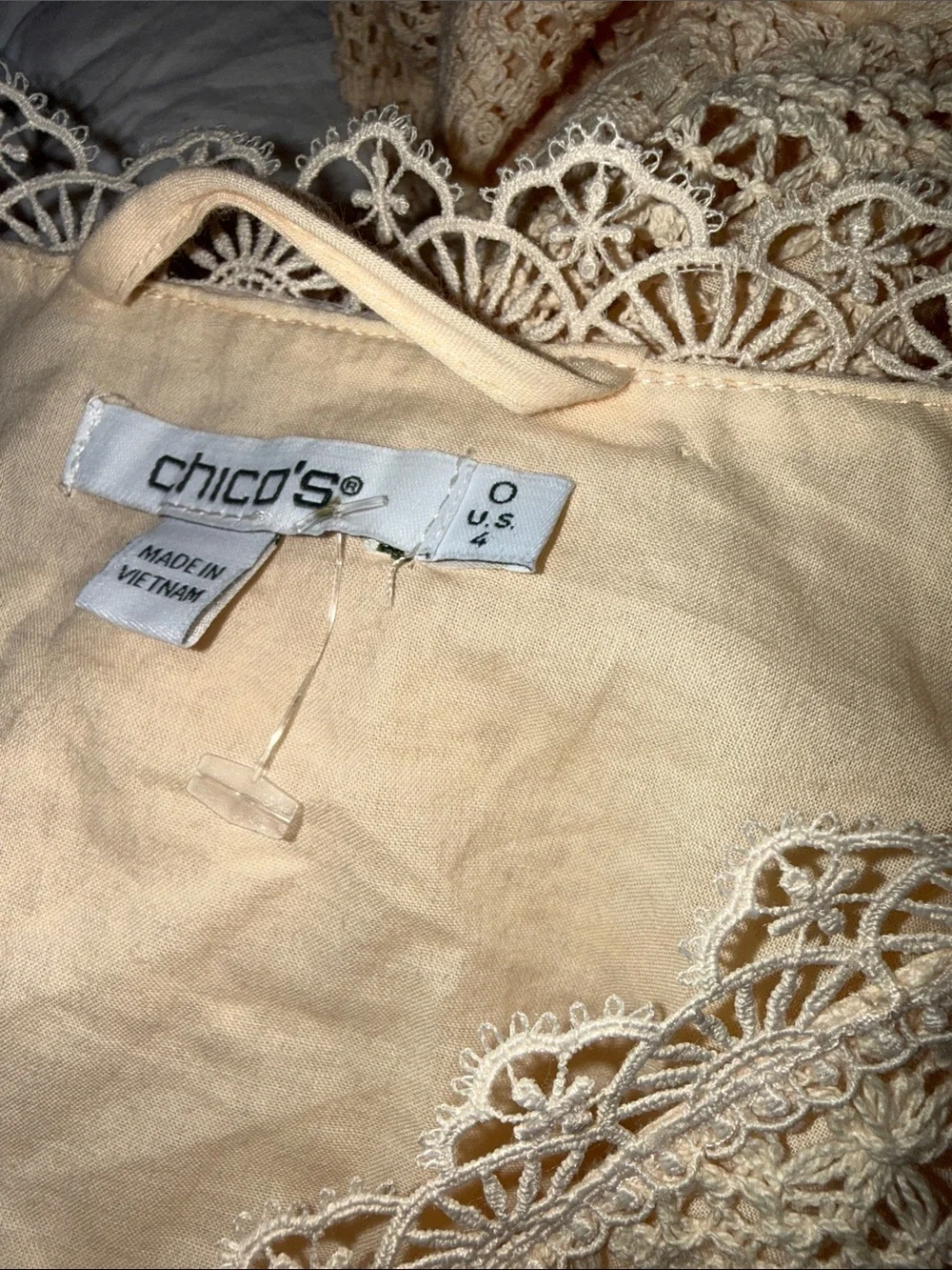 NWOT Chico's Crochet Maxi Dress   Cream Lace Tiered V-Neck US 4 Ivory - Picture 10 of 10
